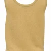 Gold rayon-blend glitter jersey knit scoop neck tank top