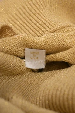 Gold rayon-blend glitter jersey knit scoop neck tank top