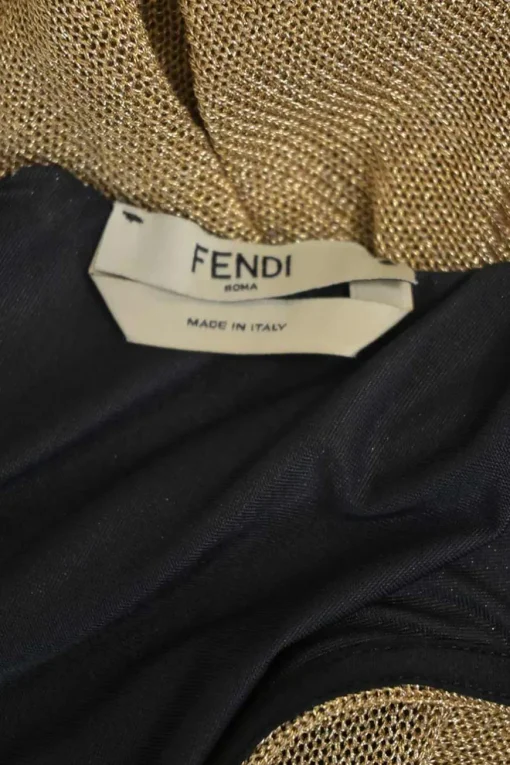 Gold viscose-blend semi-sheer draped sleeveless blouson mini dress