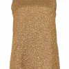 Gold wool-blend textured jacquard sleeveless blouse