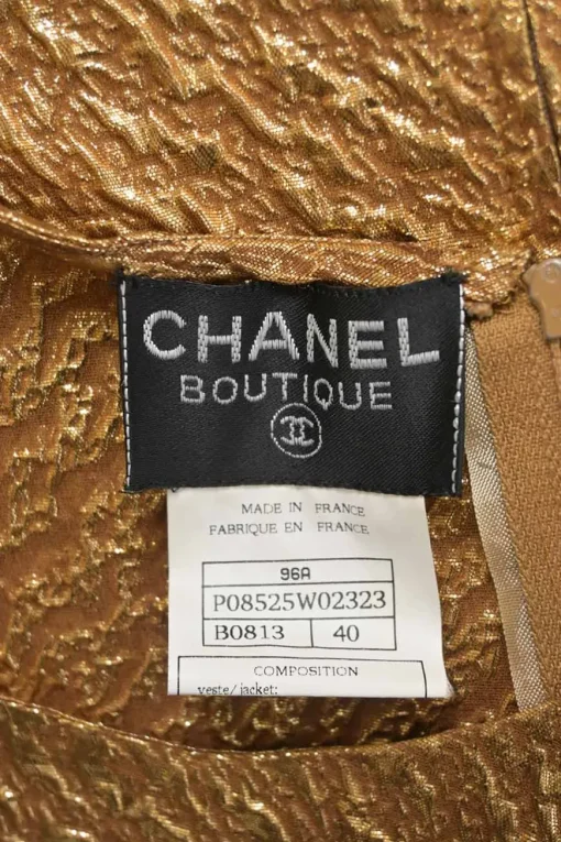 Gold wool-blend textured jacquard sleeveless blouse