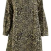 Golden black zebra pattern balloon sleeve boat neck dress