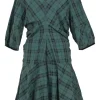 Green and Black Plaid Emmaline Mini Dress
