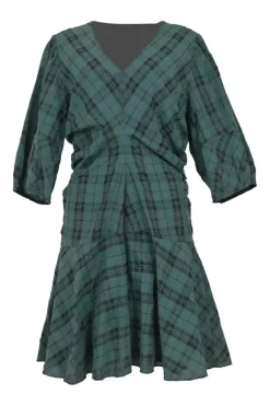 Green and Black Plaid Emmaline Mini Dress