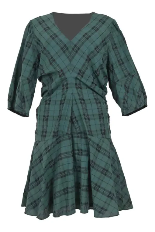 Green and Black Plaid Emmaline Mini Dress