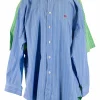 Green and blue stripes oversized double front back shirt