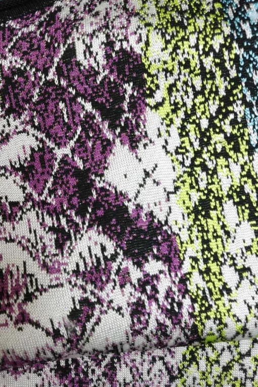 Green and plum viscose python jacquard knit pullover tank dress with keyhole back