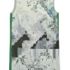 Green paneled acetate-blend abstract digi-print shift dress