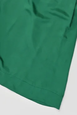 Green paneled viscose and painterly bird print pull-on A-line midi circle skirt