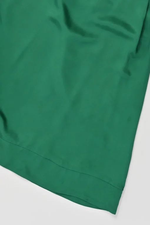 Green paneled viscose and painterly bird print pull-on A-line midi circle skirt