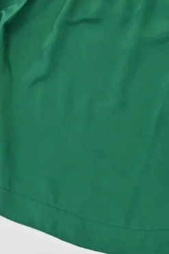 Green paneled viscose and painterly bird print pull-on A-line midi circle skirt
