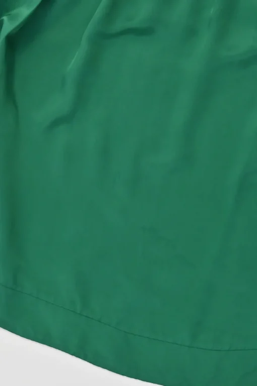 Green paneled viscose and painterly bird print pull-on A-line midi circle skirt
