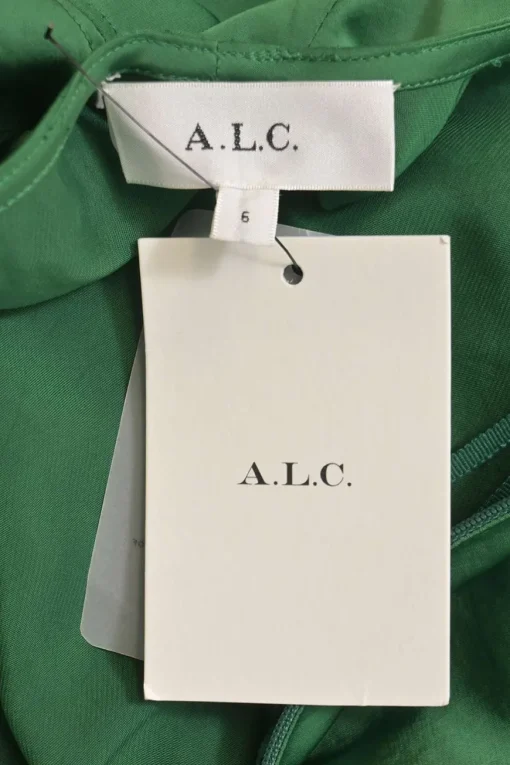 Green polyester bustier slip dress with cutout back