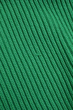Green polypropylene Ottoman knit convertible crewneck pullover sweater with cutout panel