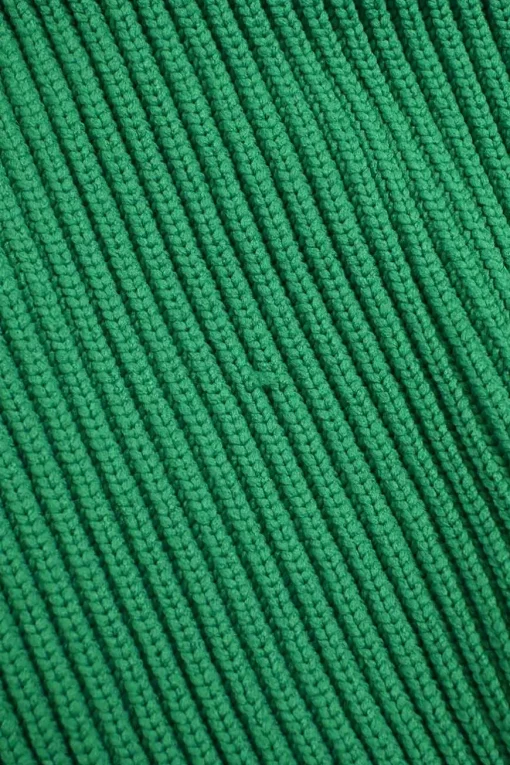 Green polypropylene Ottoman knit convertible crewneck pullover sweater with cutout panel