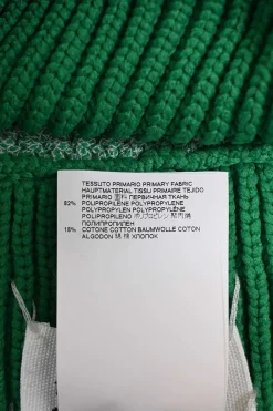 Green polypropylene Ottoman knit convertible crewneck pullover sweater with cutout panel