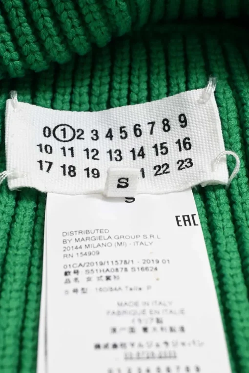 Green polypropylene Ottoman knit convertible crewneck pullover sweater with cutout panel