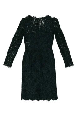 Green semi-sheer viscose-blend floral eyelash lace peek-a-boo plunge neck sheath dress