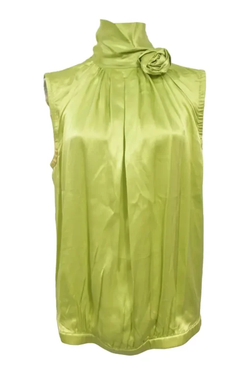 Green silk halter neck sleeveless blouse
