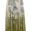 Green silk mid-length skirt
