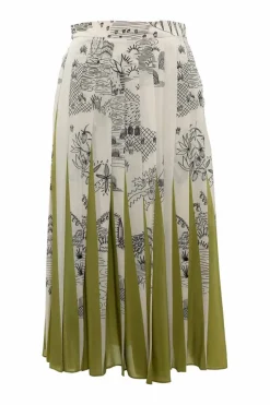 Green silk mid-length skirt