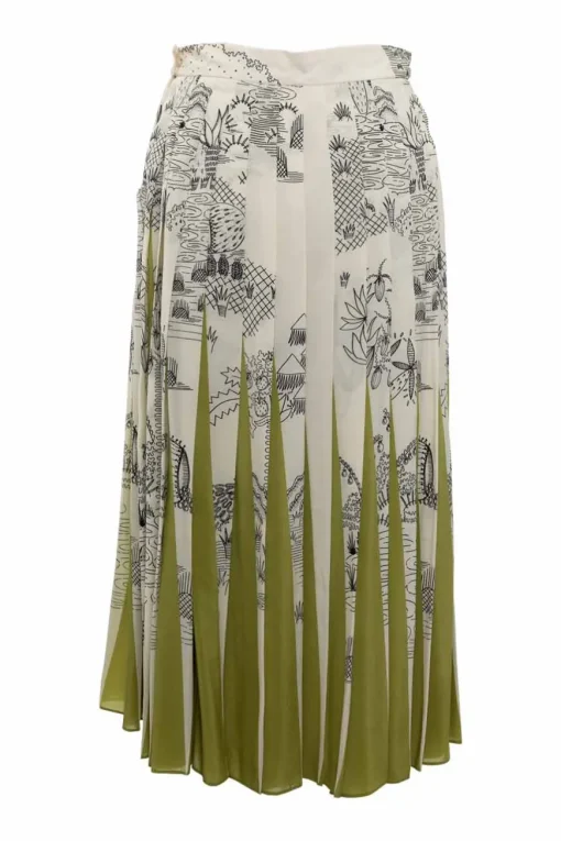 Green silk mid-length skirt