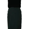 Green viscose-blend mixed-media strapless popover sheath dress