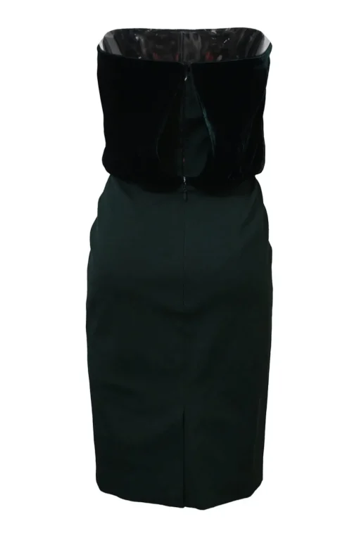 Green viscose-blend mixed-media strapless popover sheath dress