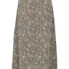Green viscose-blend pull-on midi slip skirt featuring abstract paisley motif