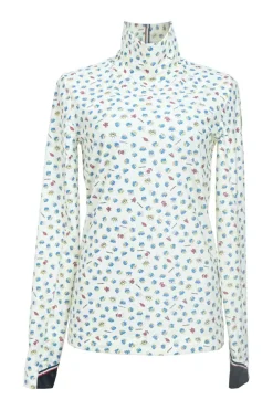 Grenoble multi-colour novelty print funnel collar pullover long sleeve top