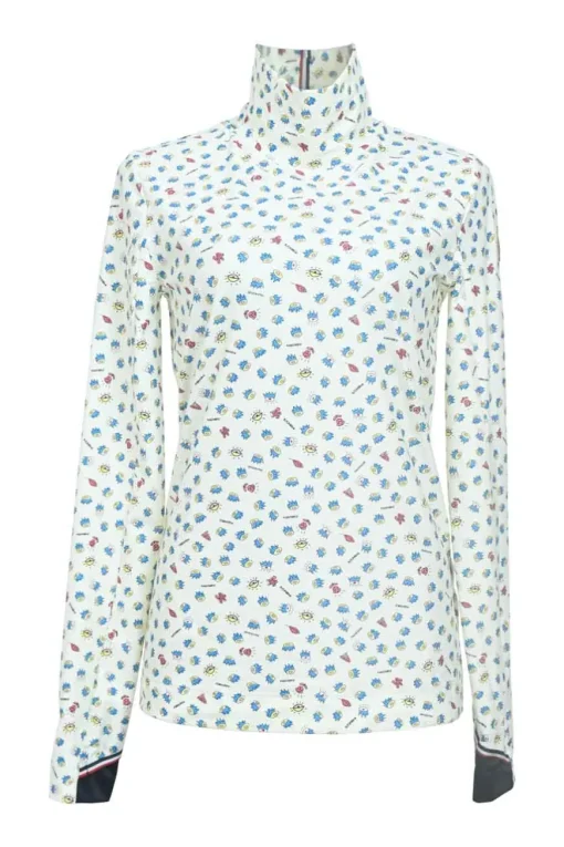 Grenoble multi-colour novelty print funnel collar pullover long sleeve top