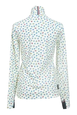 Grenoble multi-colour novelty print funnel collar pullover long sleeve top