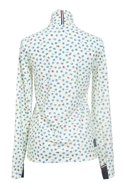 Grenoble multi-colour novelty print funnel collar pullover long sleeve top