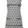Grey cotton Coco Mark jacquard sleeveless swing-style ruffle shift dress