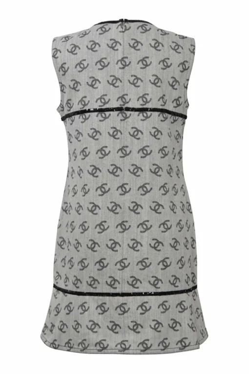Grey cotton Coco Mark jacquard sleeveless swing-style ruffle shift dress