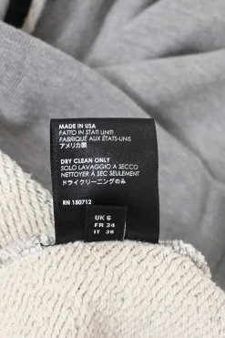 Grey cotton French terry oversized hoodie with bone graphic print