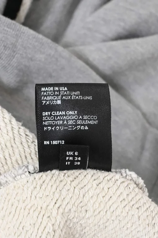 Grey cotton French terry oversized hoodie with bone graphic print