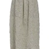 Grey cotton-blend napped velvet midi skirt featuring crinkled floral popcorn plissé motif