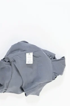 Grey draped sand-washed silk-blend bateau neck inside-out sheath dress with pannier-style hip panels