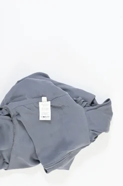 Grey draped sand-washed silk-blend bateau neck inside-out sheath dress with pannier-style hip panels