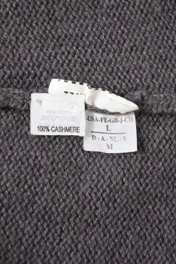 Grey fur-trimmed cashmere knit notch collar wrap-front cardigan