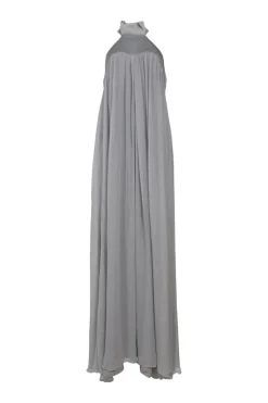 Grey Grecian neck column gown