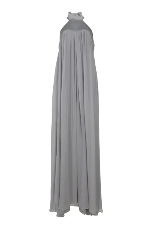 Grey Grecian neck column gown