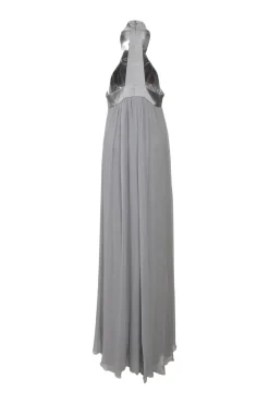 Grey Grecian neck column gown