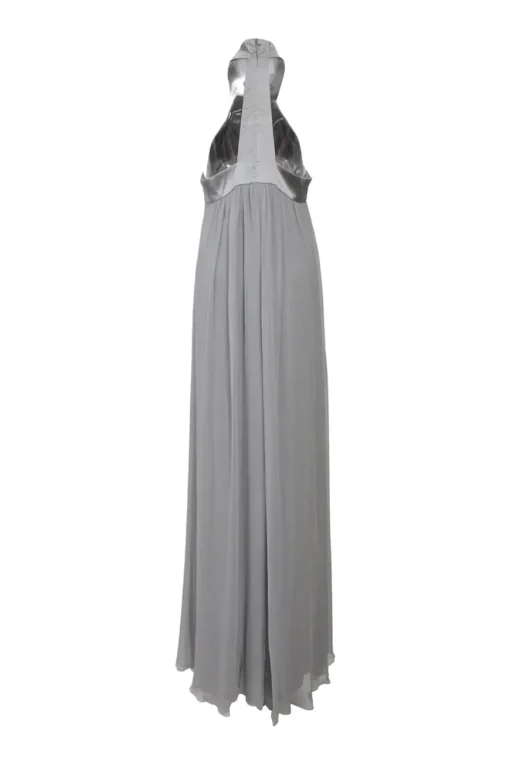 Grey Grecian neck column gown