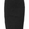 Grey herringbone wool knit high-waist pencil skirt