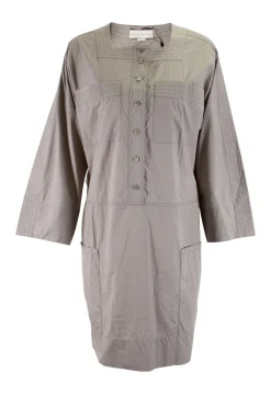 Grey long-sleeved shift dress