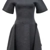 Grey panelled virgin wool crewneck mini dress