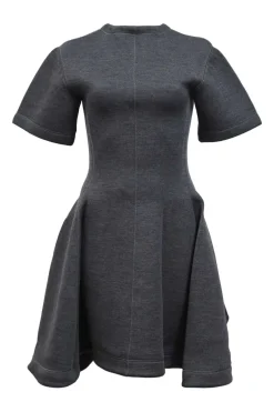 Grey panelled virgin wool crewneck mini dress