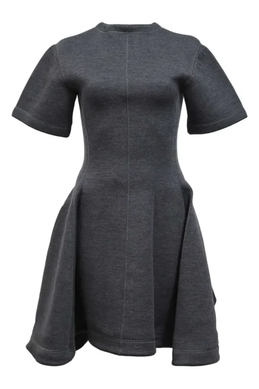 Grey panelled virgin wool crewneck mini dress